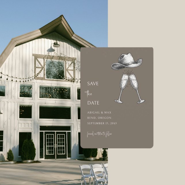 Redneck Wedding Mushroom Taupe Save the Date (Creator Uploaded)