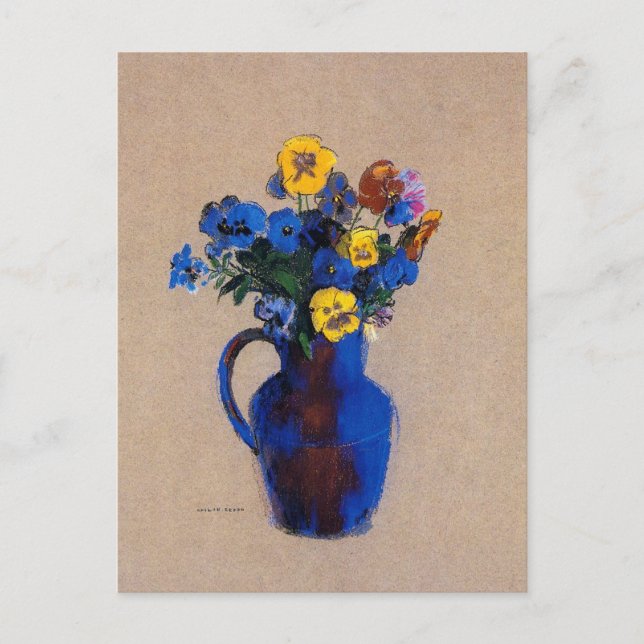 Redon - Vase of Flowers Pansies, Postcard (Front)