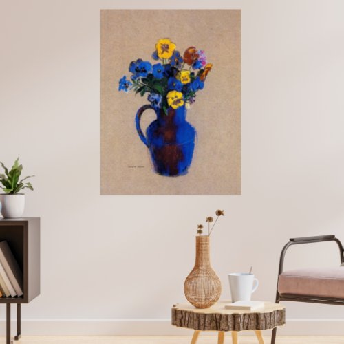 Redon _ Vase of Flowers Pansies Poster