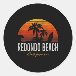 Redondo Beach California Palms Vacation Surf Sundo Classic Round Sticker