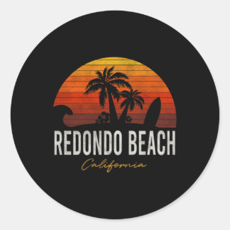 Redondo Beach California Palms Vacation Surf Sundo Classic Round Sticker