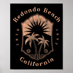 Redondo Beach California Retro Surfer Vintage Beac Poster