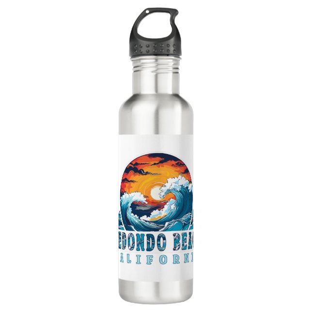 Redondo Beach California Stainless Steel Water Bottle (Front)