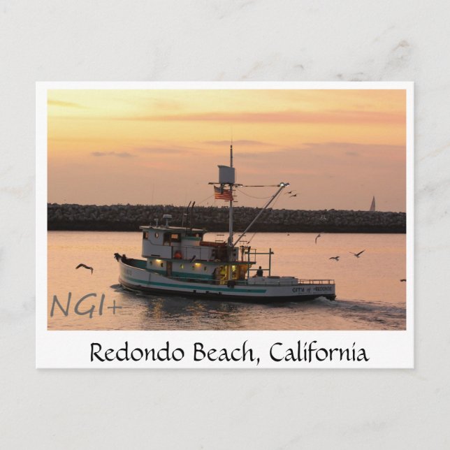 Redondo Beach, California tug boat Postcard (Front)