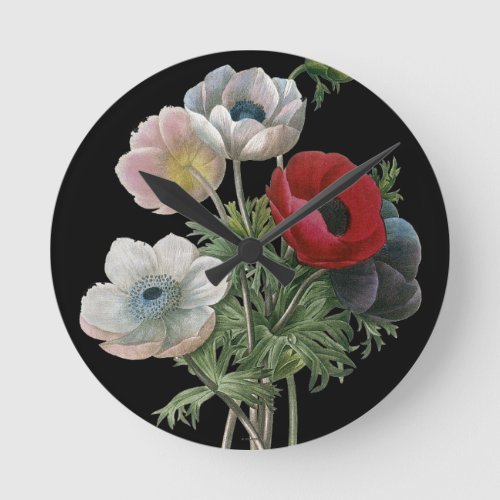 Redoute Anemone 1833 Round Clock