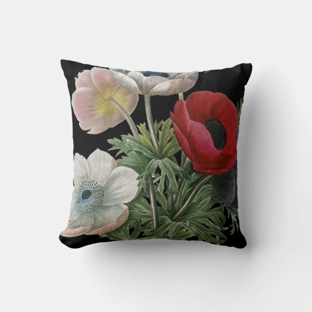 Redoute: Anemone, 1833 Throw Pillow (Front)