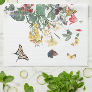 Redoute Butterfly Garden Flower Kitchen Towel