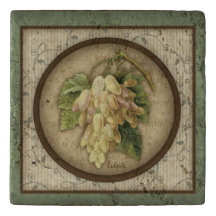 Redoute' Grapes Stone Tile Trivet