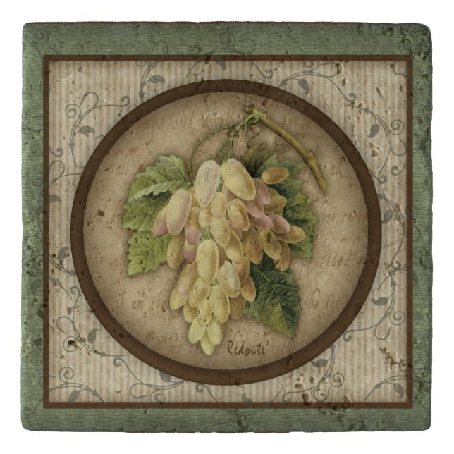 Redoute' Grapes Stone Tile Trivet (Front)