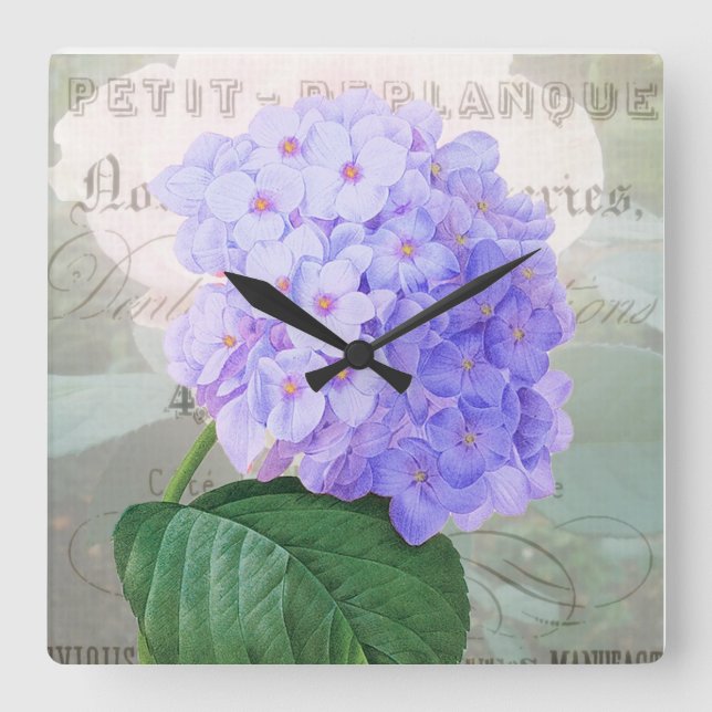 Redoute Hydrangea Shabby French Accent Clock (Front)
