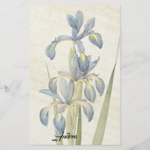 Redoute Iris Flowers Leaves Rice Paper Stationery