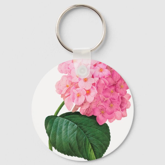 Redoute Pink Hydrangea Keychain (Front)