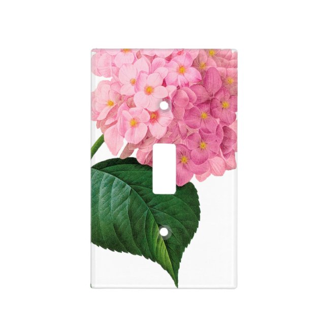 Redoute Pink Hydrangea Light Switch Cover (Front)