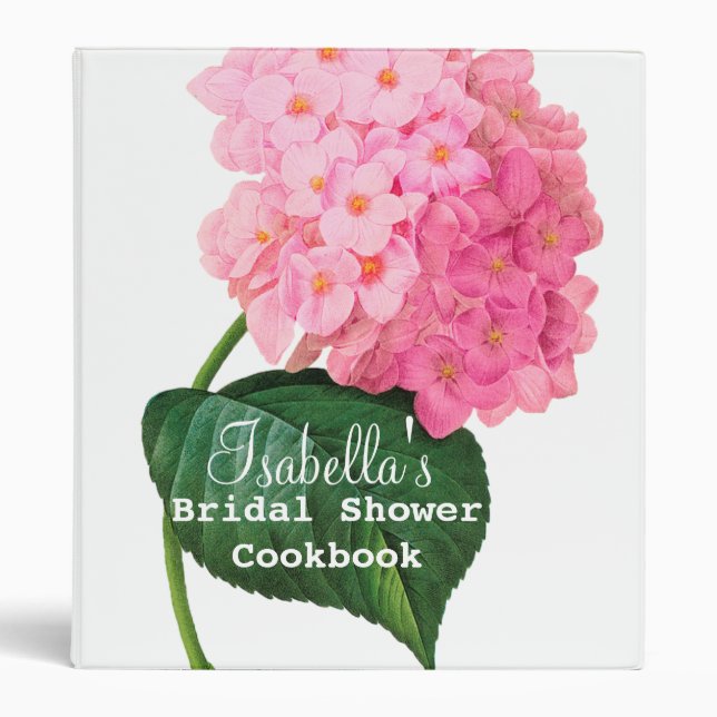 Redoute Pink Hydrangea Ring Avery Binder (Front)