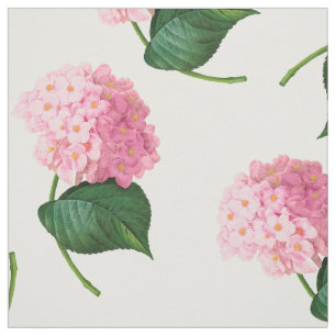Redoute Pink Hydrangeas Combed Cotton Fabric