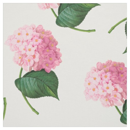 Redoute Pink Hydrangeas Combed Cotton Fabric