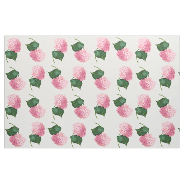 Redoute Pink Hydrangeas Combed Cotton Fabric (Yard)