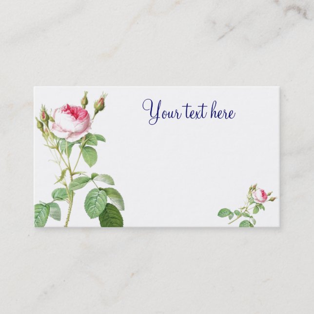 Redoute Pink Rose Business Cards (Front)