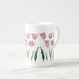 Redoute Pink Tulips Fine Art Bone China Mug