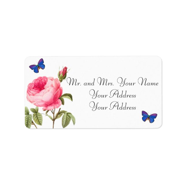 Redoute Rose Custom Address Labels (Front)