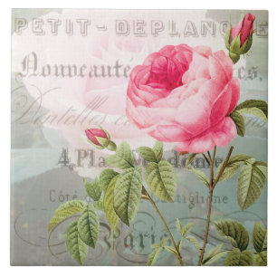 Redoute Roses French Ceramic Tile