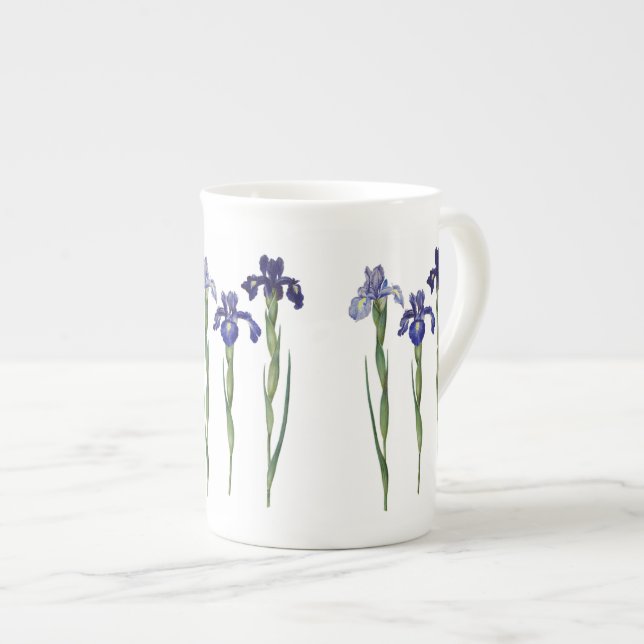 Redoute Three Blue Iris Fine Art  Bone China Mug (Front Right)