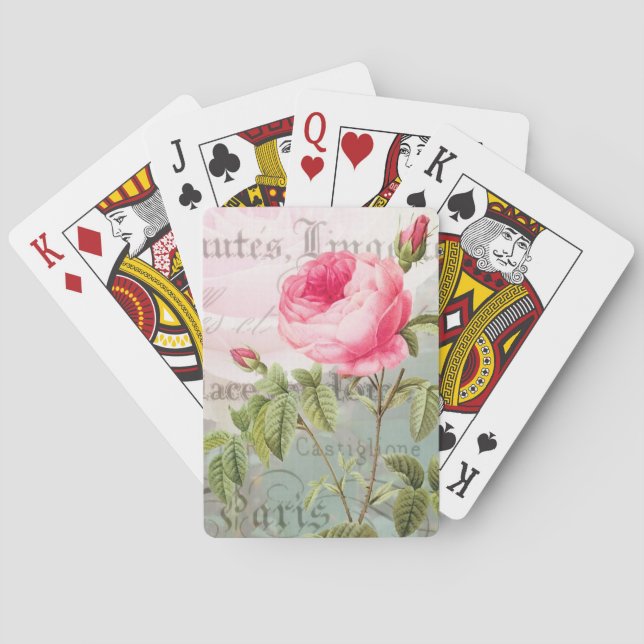 Redoute Vintage French Accent Rose Playing Cards (Back)
