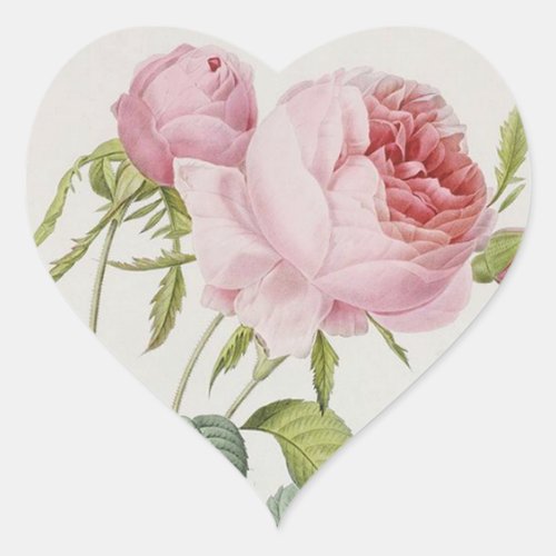 Redoute Vintage Rose Heart Shape Stickers