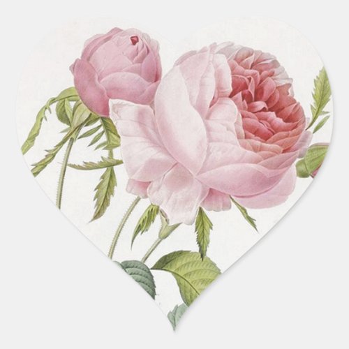 Redoute Vintage Rose Heart Shape Stickers