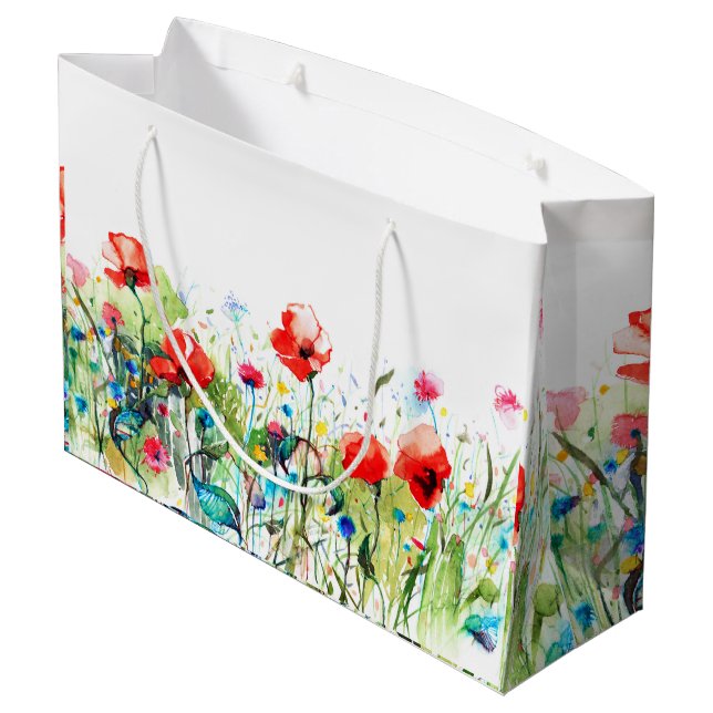 RedPoppies Floral Design Large Gift Bag (Back Angled)