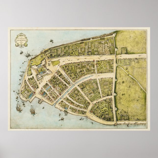 Redraft of the Castello Plan New Amsterdam in 1660 Poster (Front)