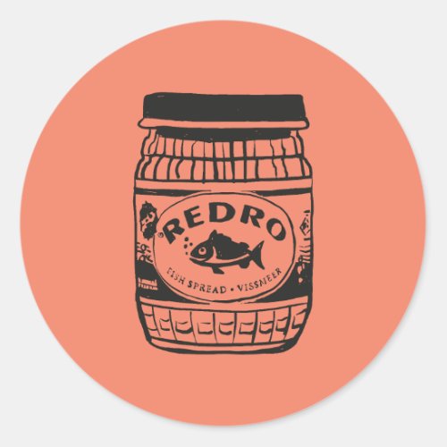 Redro Fish Paste Illustration Classic Round Sticke Classic Round Sticker