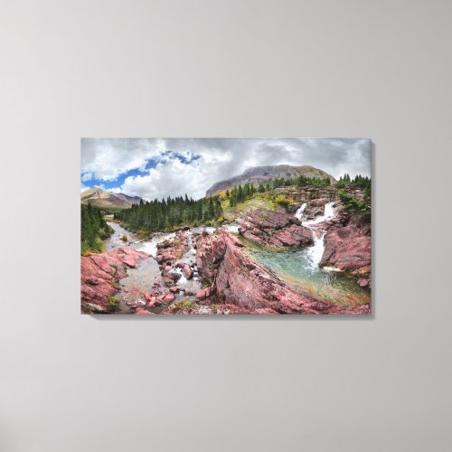 Redrock Falls _ Glacier National Park Canvas Print