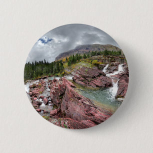 Redrock Falls - Glacier National Park Pinback Button