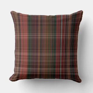 Reds and Greens Plaid Throw Pillow