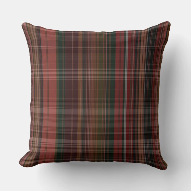 Reds and Greens Plaid Throw Pillow (Front)