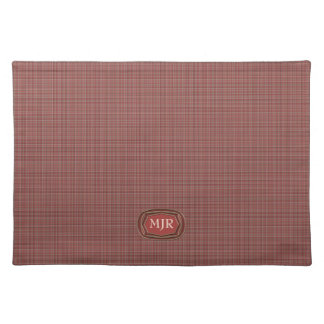 Reds Yellows Scottish-style Tartan Plaid Monogram Placemat