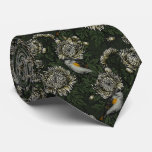 Redstarts in the chrysanthemums in green and white neck tie