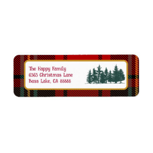 RedTartan Plaid Photo Merry Christmas  Label