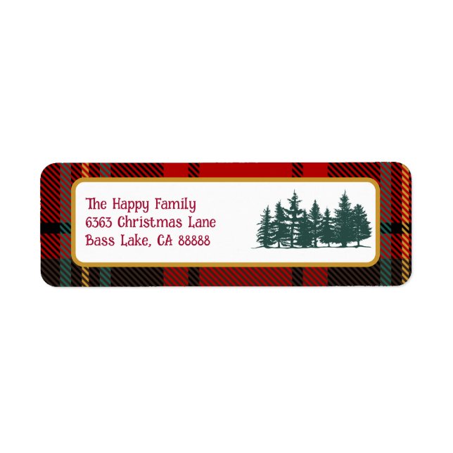 RedTartan Plaid Photo Merry Christmas  Label (Front)