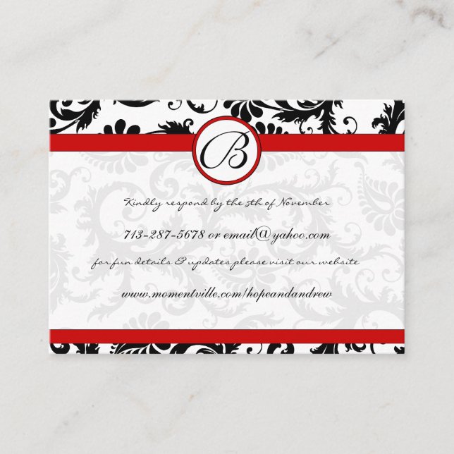 RedTrim Black Damask Response Website Cards (Front)