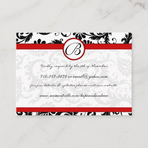 RedTrim Black Damask Response Website Cards Business Cards