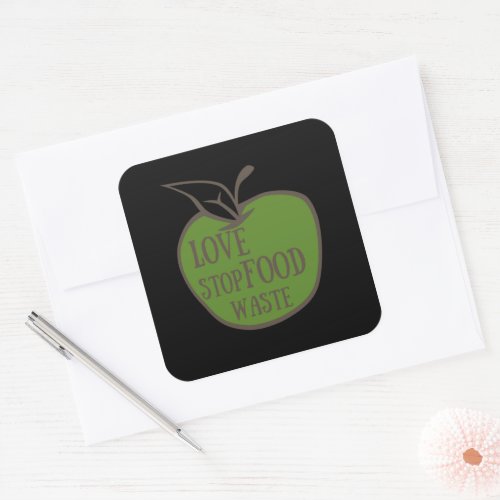 Reduce food waste recycling eco friendly square sticker