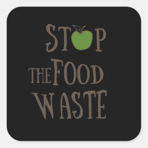 Reduce food waste recycling eco friendly square sticker