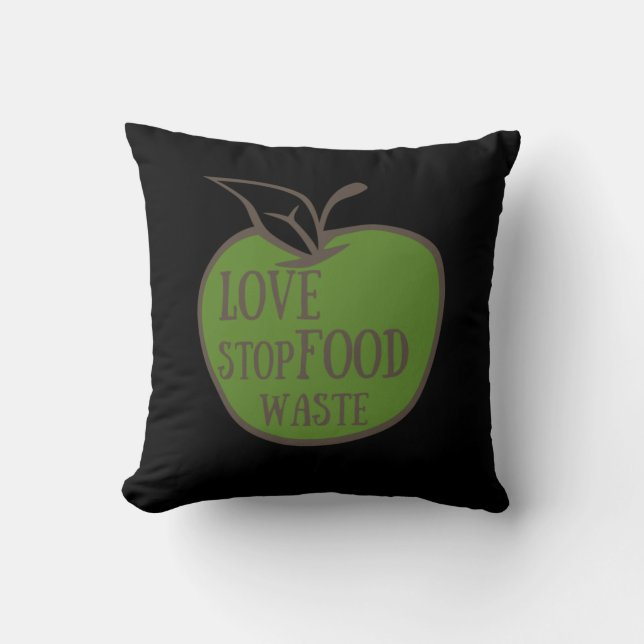 Reduce food waste recycling eco friendly throw pillow (Front)