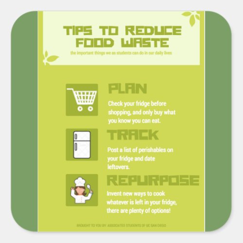 Reduce Food Waste Square Sticker