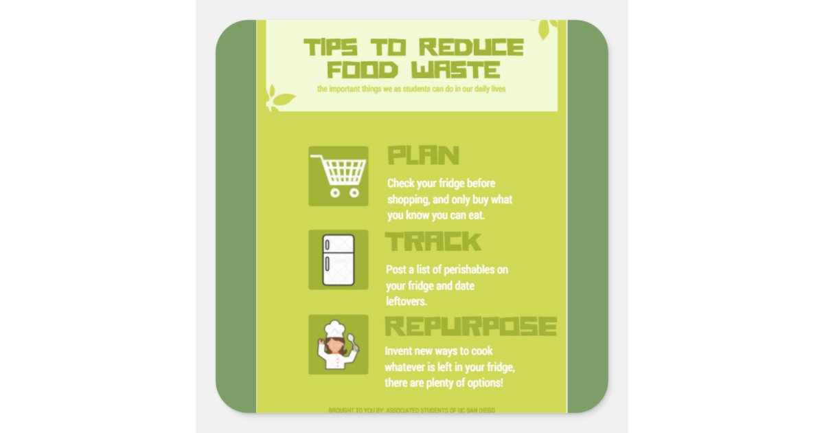 Less Food Sticker Reduce Food Waste Square Sticker | Zazzle