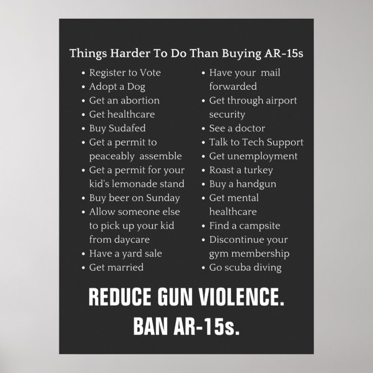 Reduce Gun Violence Ban AR15 Poster Zazzle