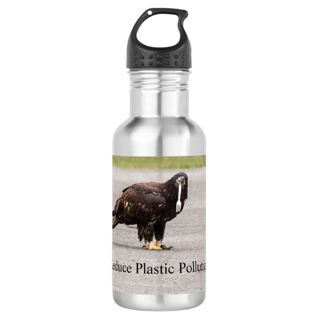 Reduce Plastic Pollution Stainless Steel Water Bottle (Front)