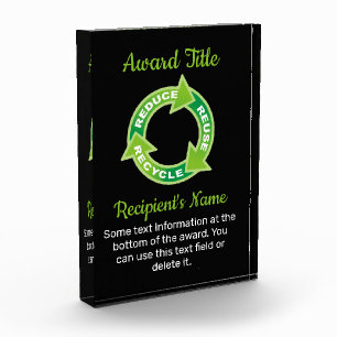 Reduce Reuse Recycle Acrylic Award